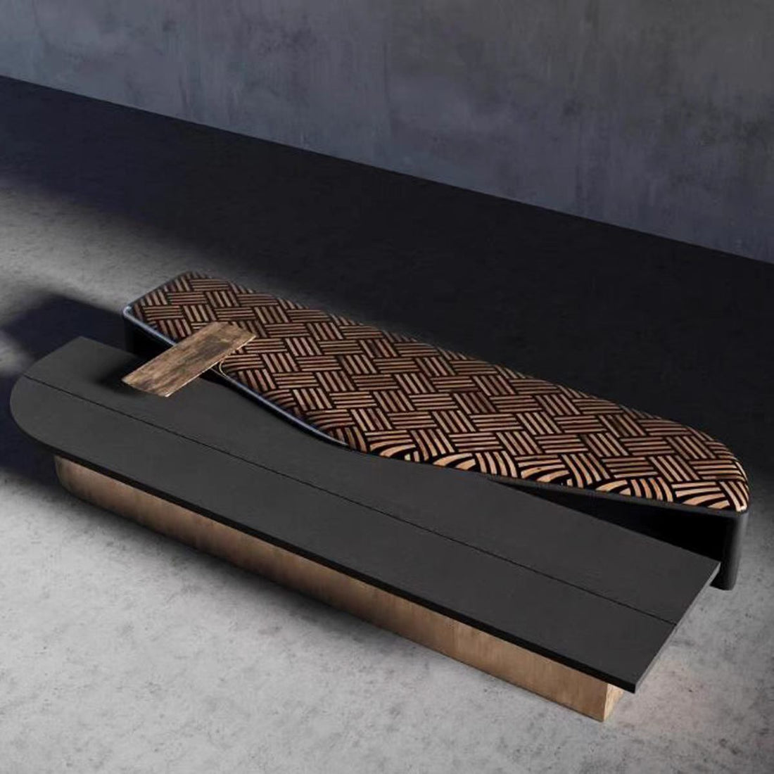 Luxury Modern Geometric Coffee Table with Wood & Stainless Steel Design