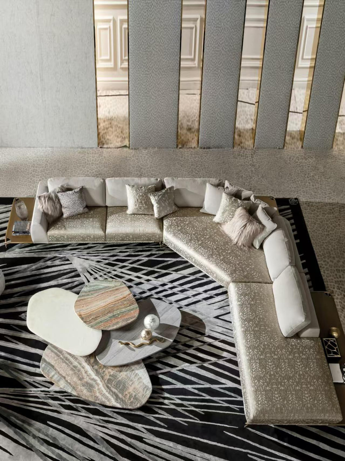 Luxury Modern Leopard Pattern Sectional Sofa