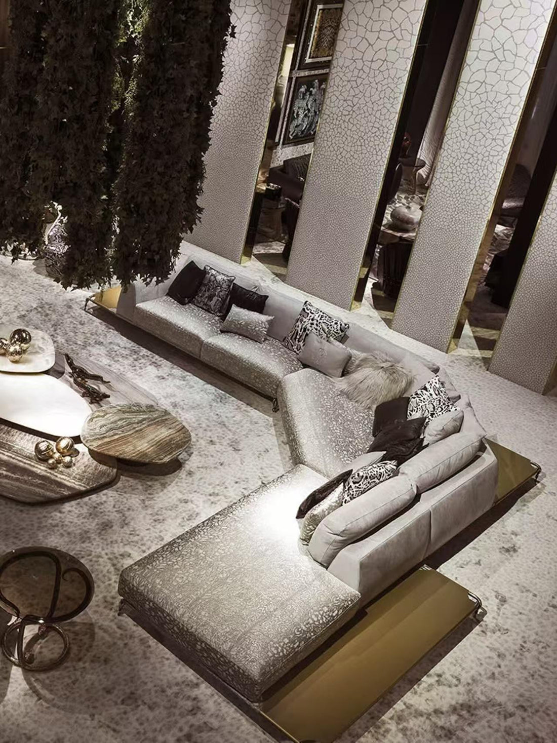 Luxury Modern Leopard Pattern Sectional Sofa