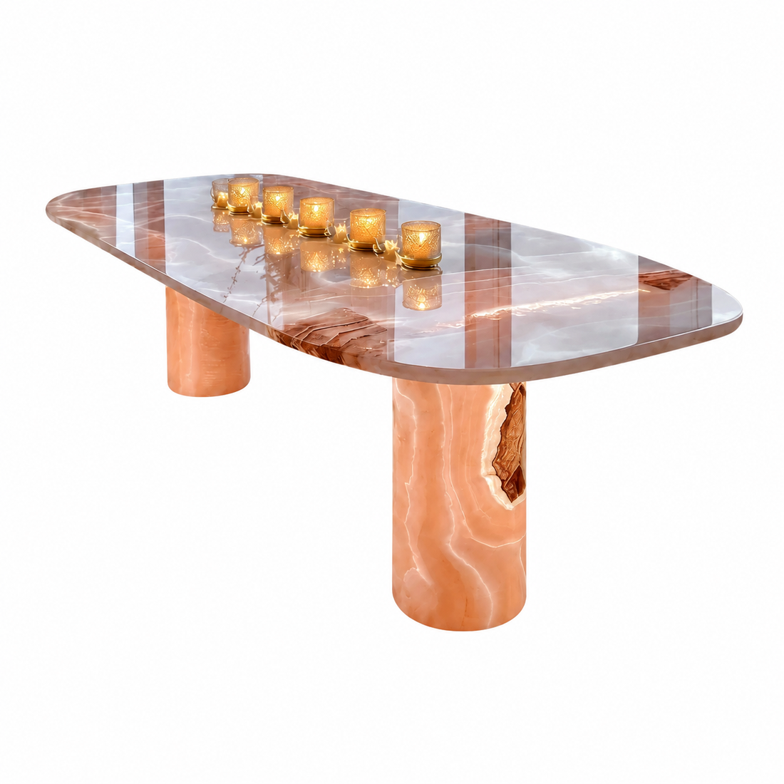 Luxury Pink Agate Natural Stone Dining Table