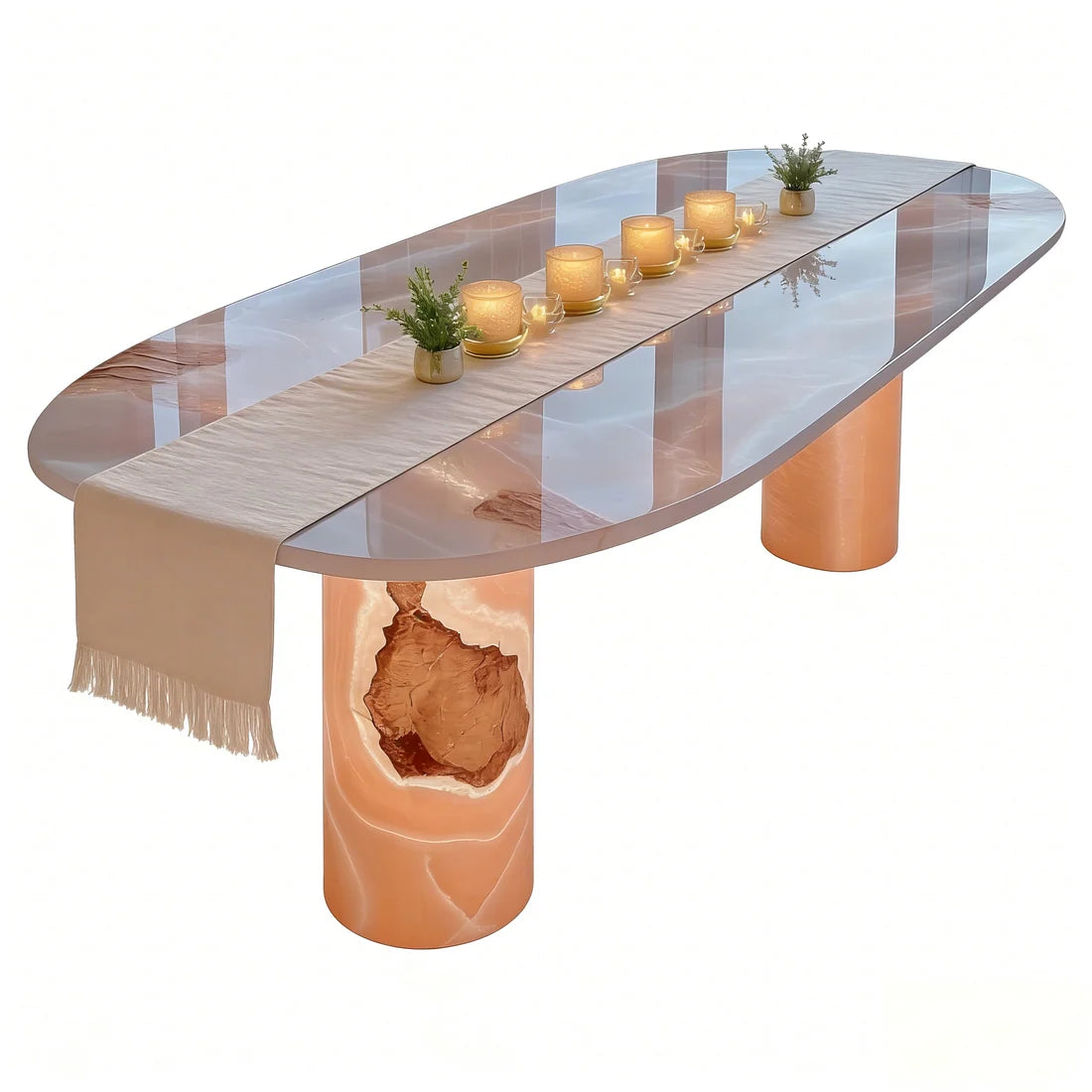 Luxury Pink Agate Natural Stone Dining Table