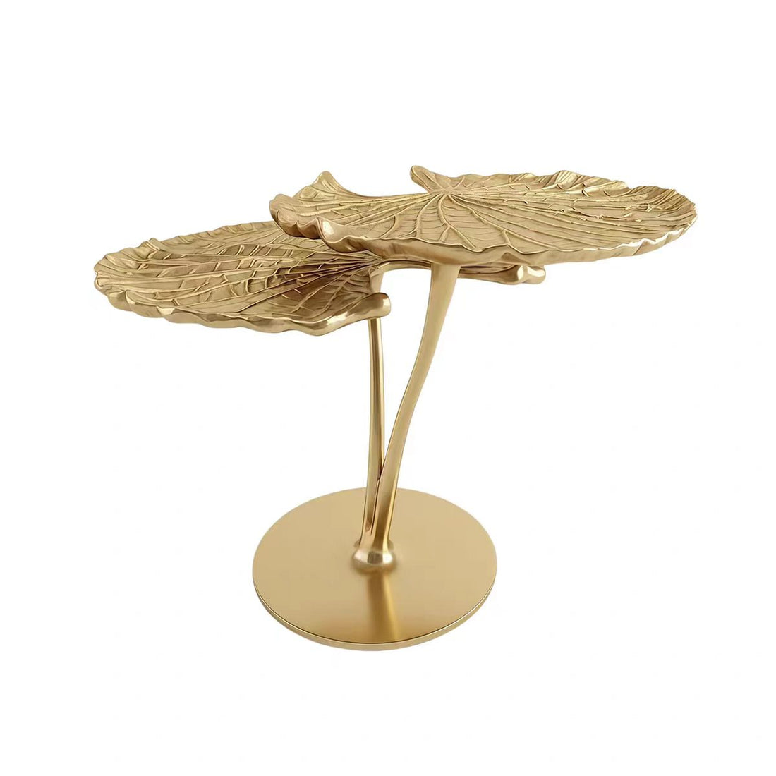 Luxury Pure Copper Lotus Leaf Side Table