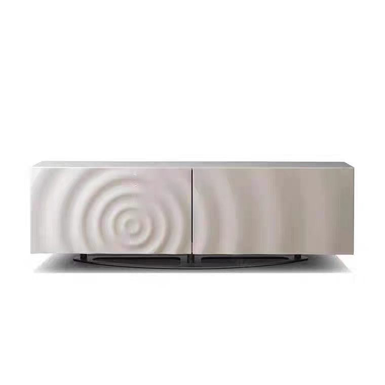 Luxury Ripple Stainless Steel Solid Wood Sideboard Cabinet