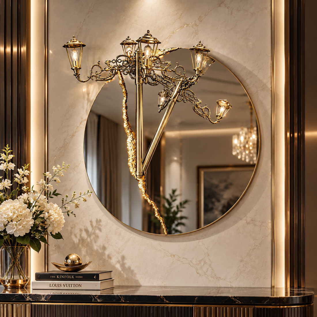 Luxury Round Metal Wall Mirror