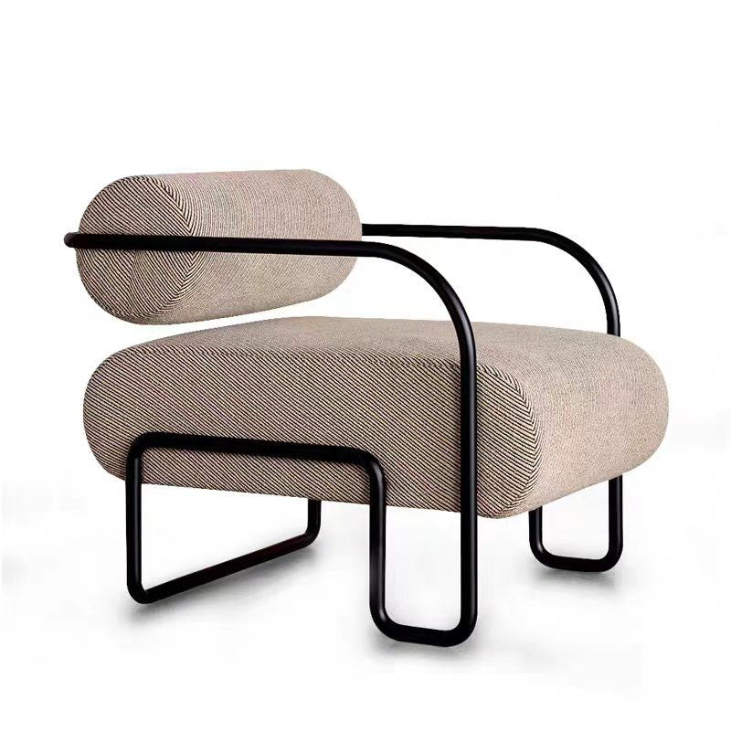Luxury Sculptural Metal Fabric Lounge Chair