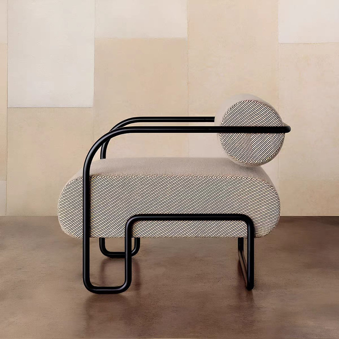 Luxury Sculptural Metal Fabric Lounge Chair