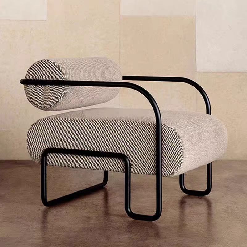 Luxury Sculptural Metal Fabric Lounge Chair