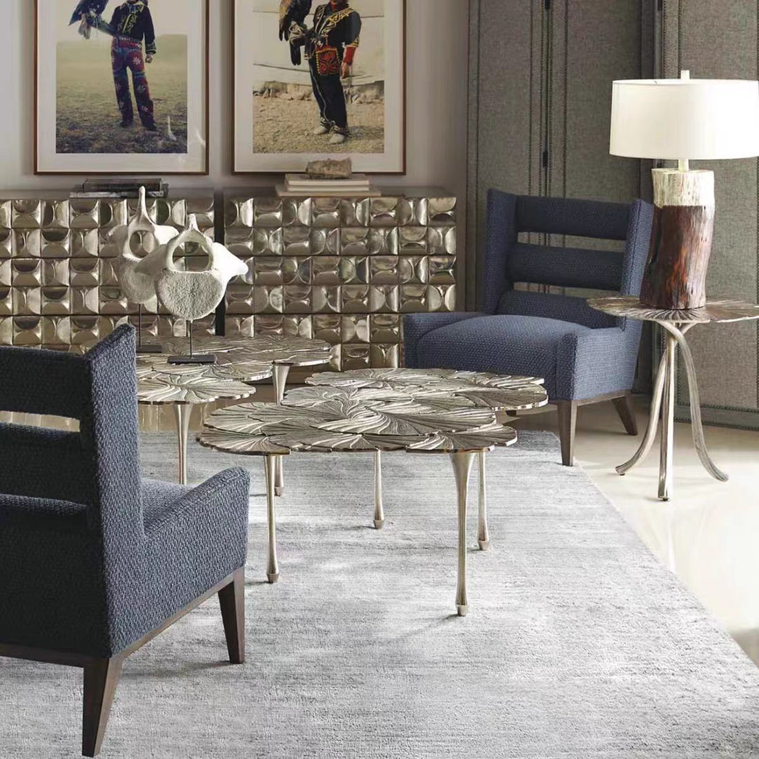 Luxury Sculptural Solid Brass Ginkgo Leaf Coffee Table