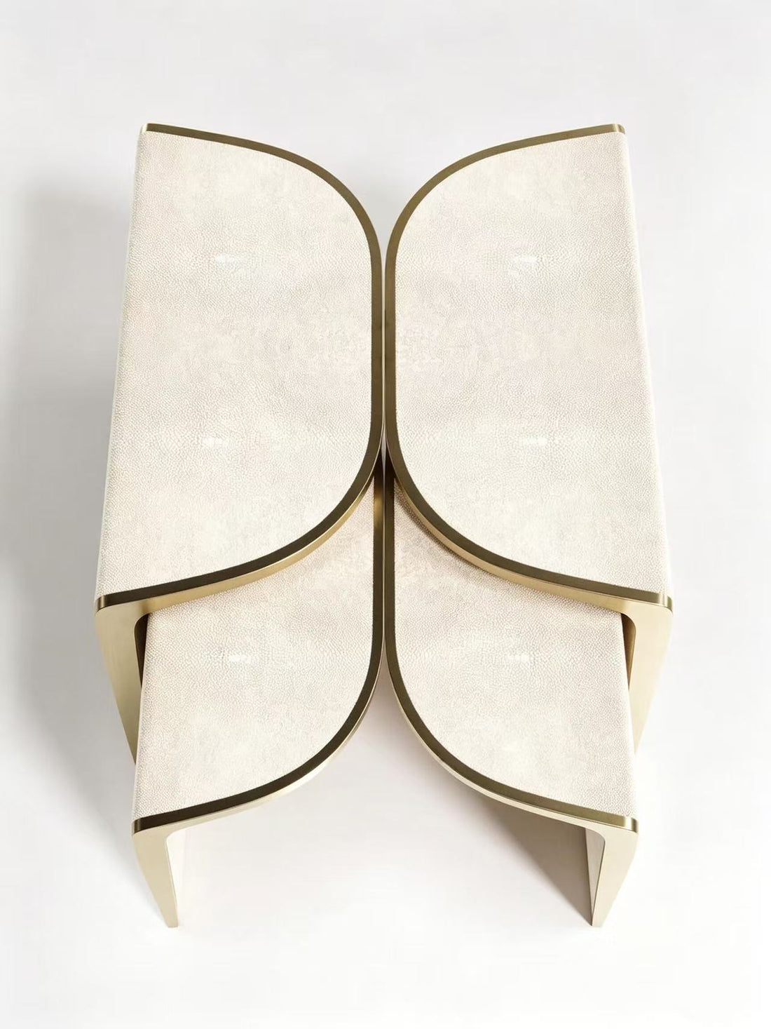 Luxury Shagreen Leather Metal Side Table