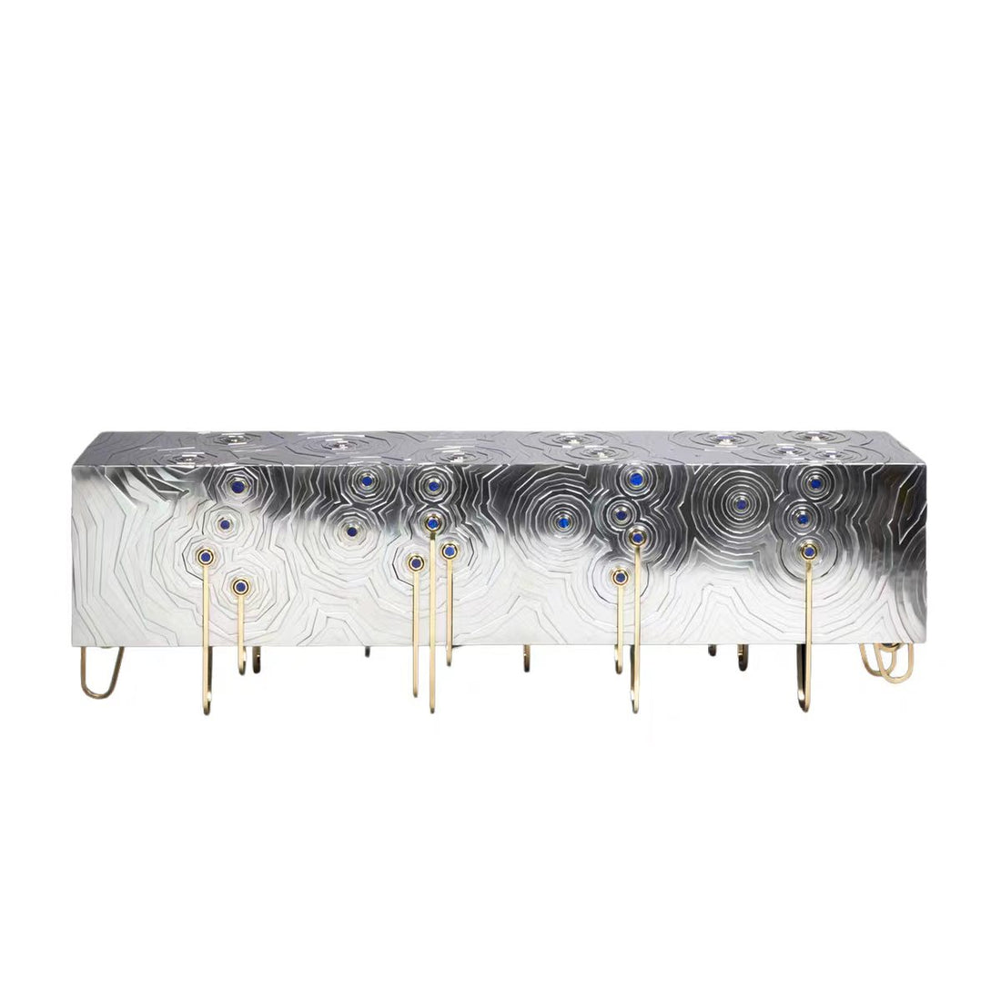 Luxury Stainless Steel Lapis Lazuli Sideboard Cabinet Design