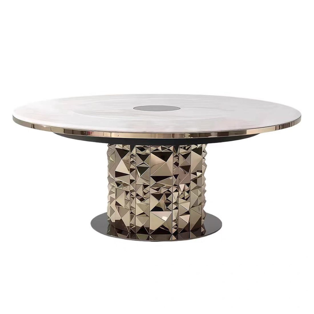 Luxury Stone Metal Geometric Round Dining Table