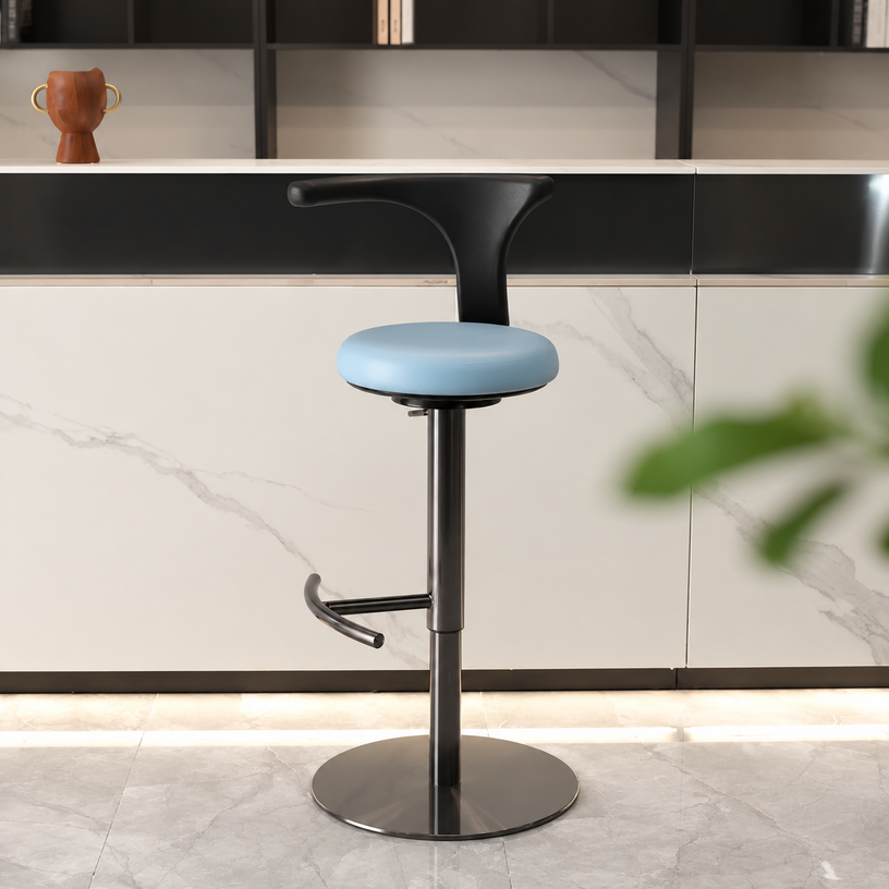Modern Adjustable Swivel Leather Stainless Steel Bar Stool