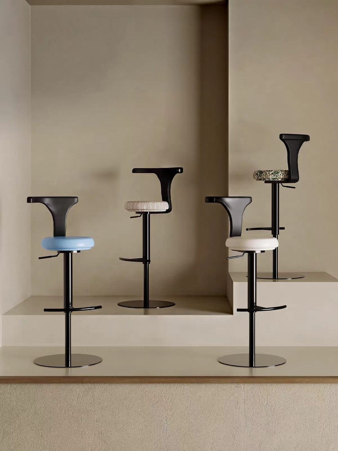 Modern Adjustable Swivel Leather Stainless Steel Bar Stool