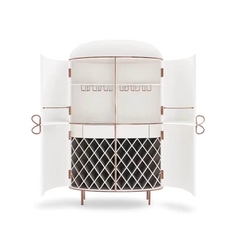 Modern Fabric Metal Wine Storage Cabinet