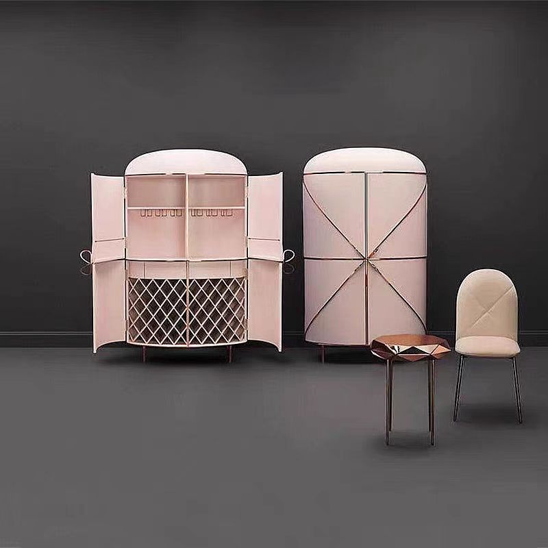 Modern Fabric Metal Wine Storage Cabinet