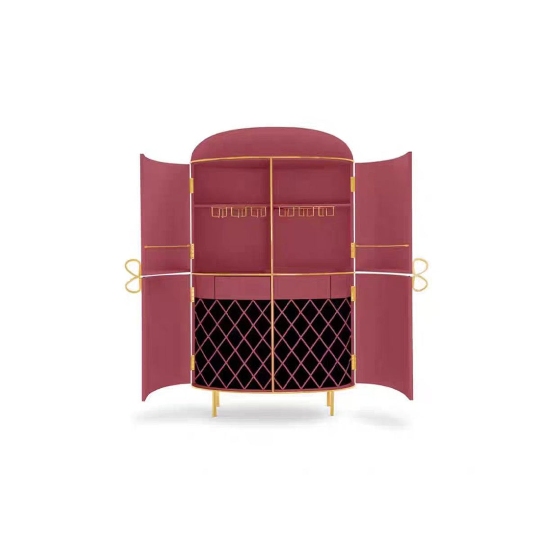 Modern Fabric Metal Wine Storage Cabinet