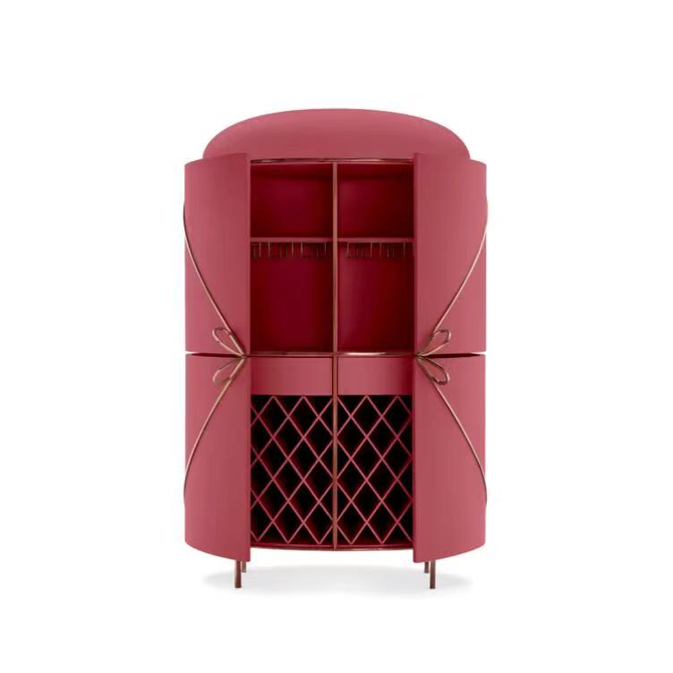 Modern Fabric Metal Wine Storage Cabinet