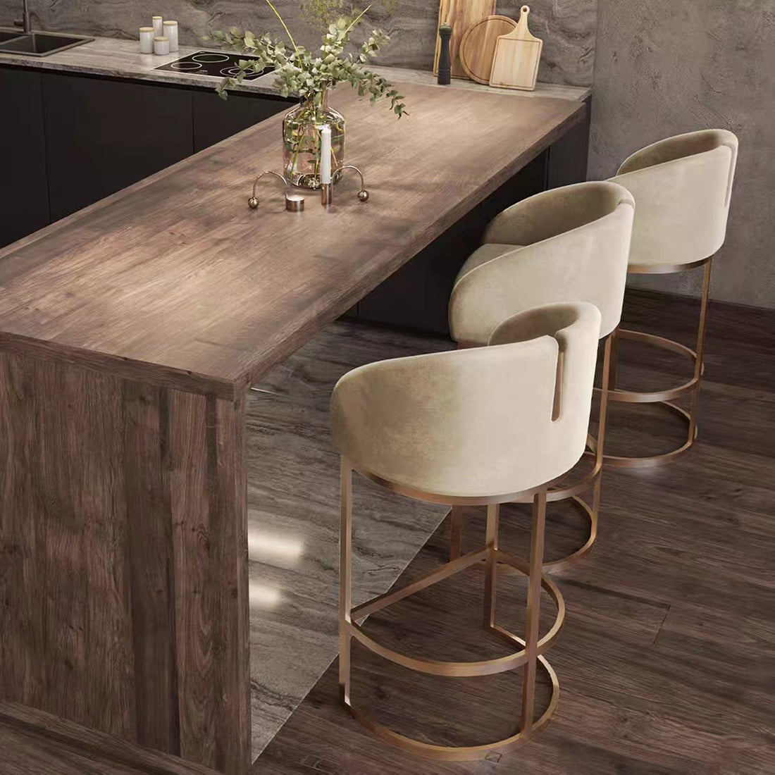 Modern Fabric Stainless Steel Bar Stool