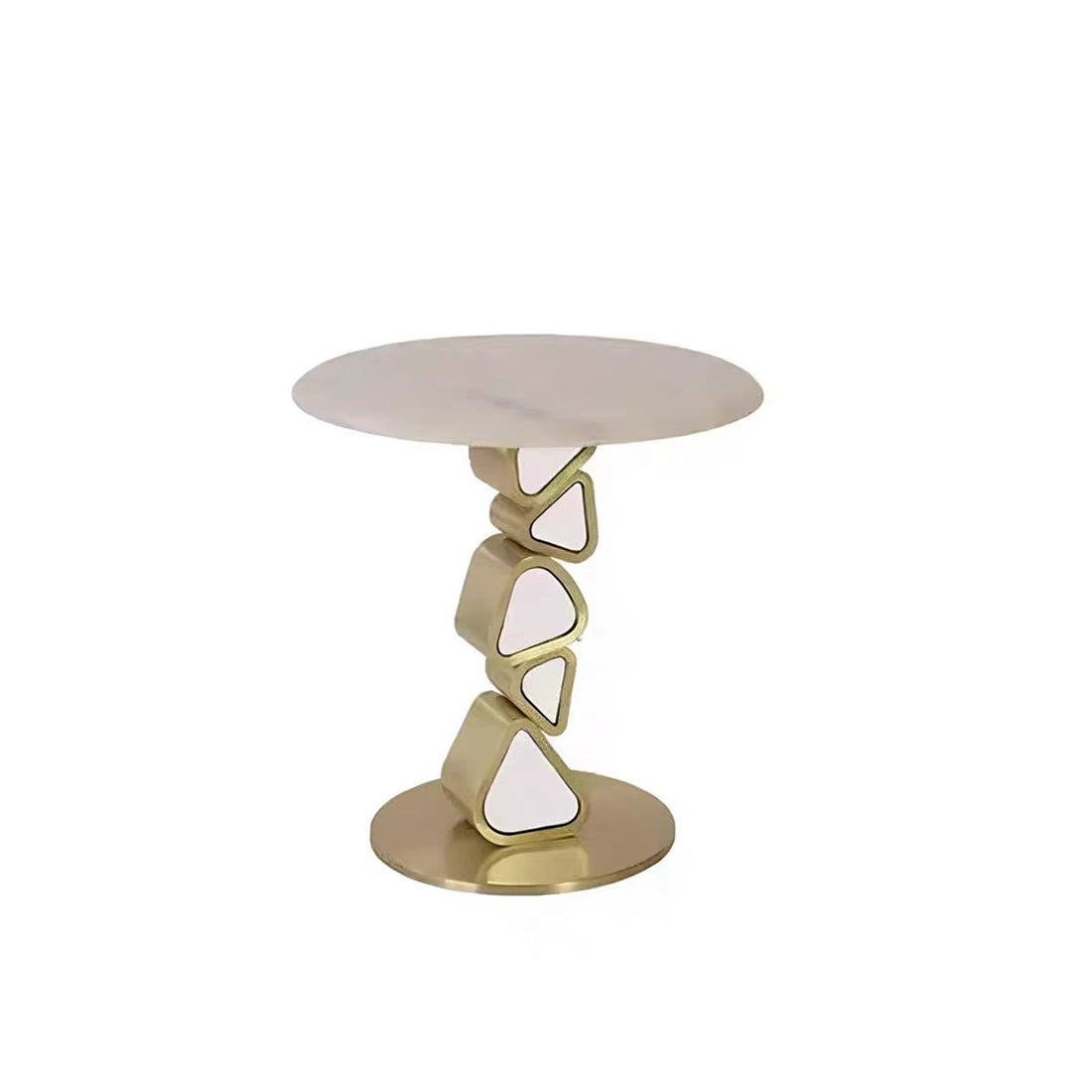 Modern Irregular Round Marble Metal Side Table