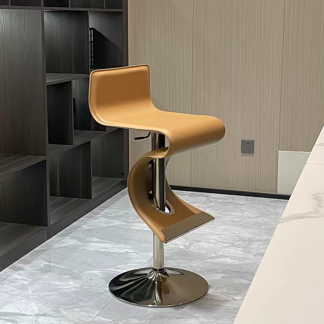 Modern Leather Stainless Steel Bar Stool