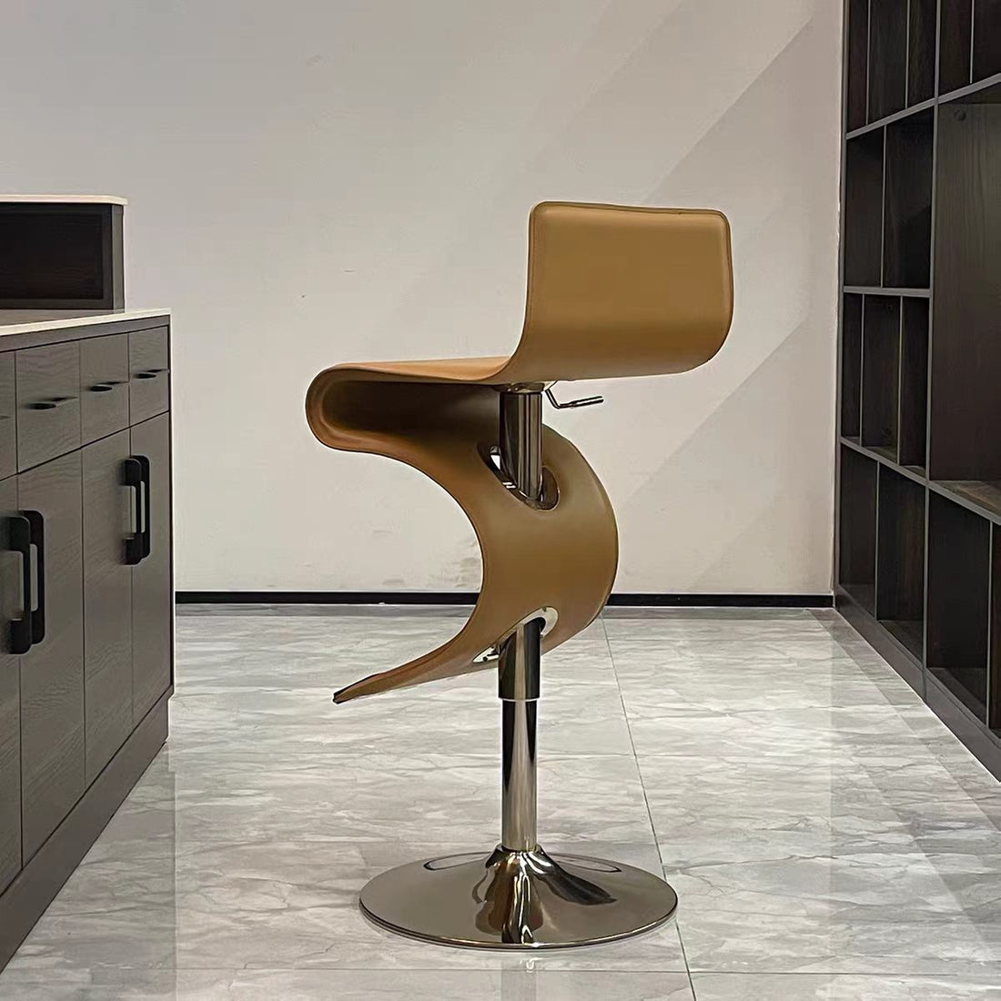 Modern Leather Stainless Steel Bar Stool