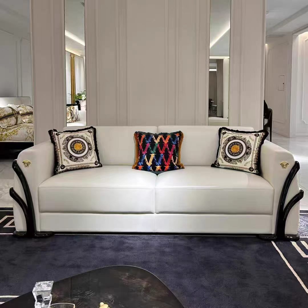 Modern Luxury Genuine Leather Straight Sofa