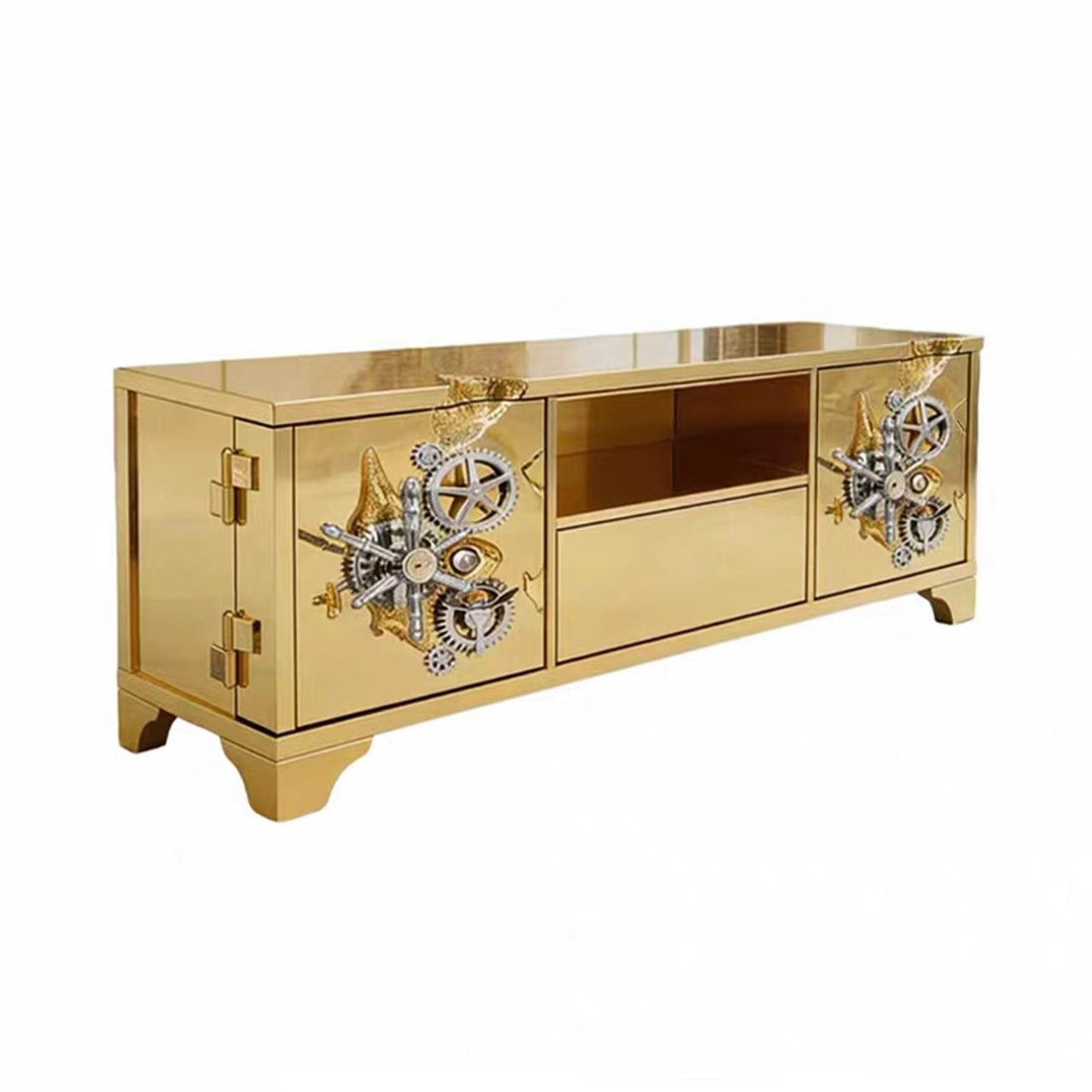 Modern Luxury Leather Metal Storage Cabinet