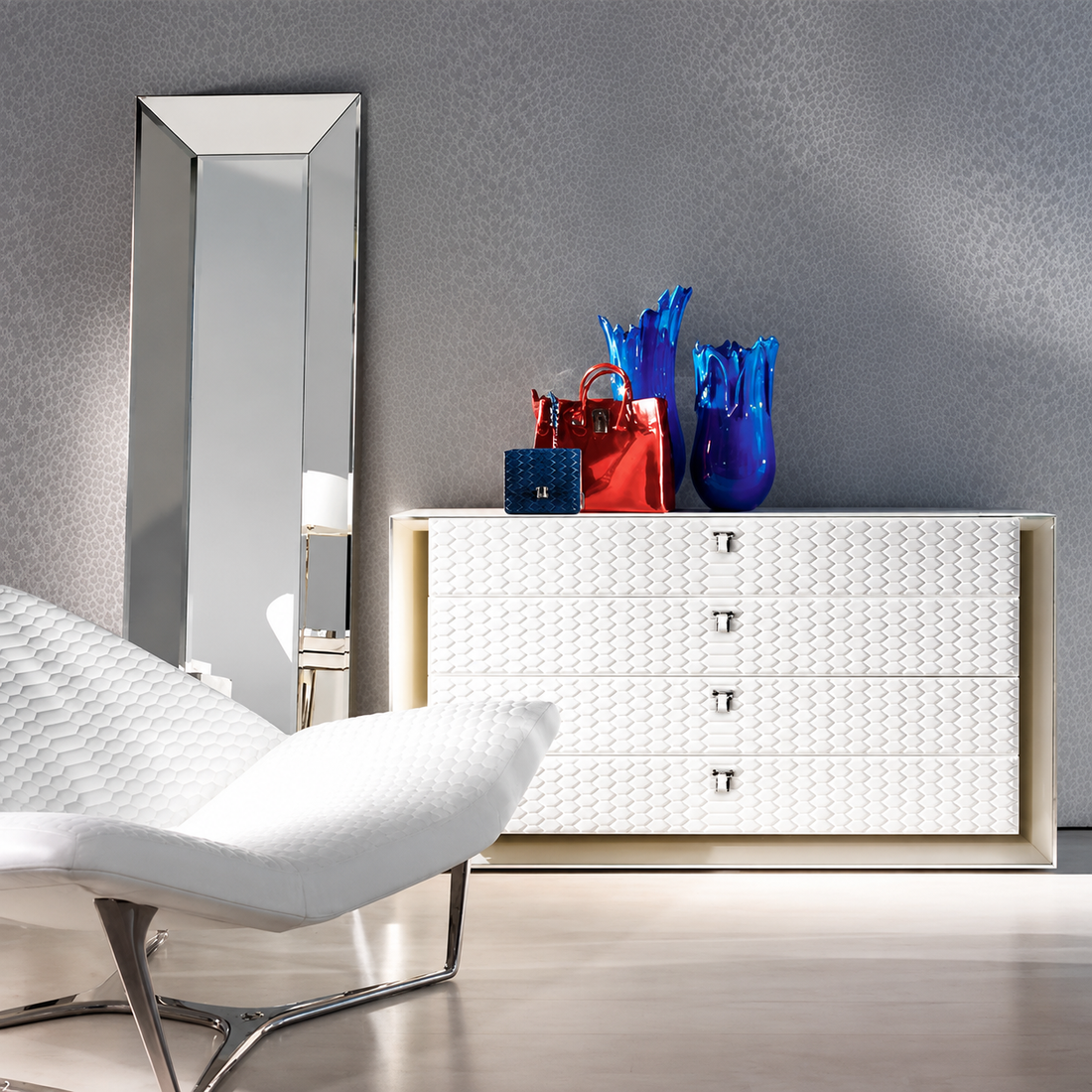 Modern Luxury Leather Metal Storage Cabinet