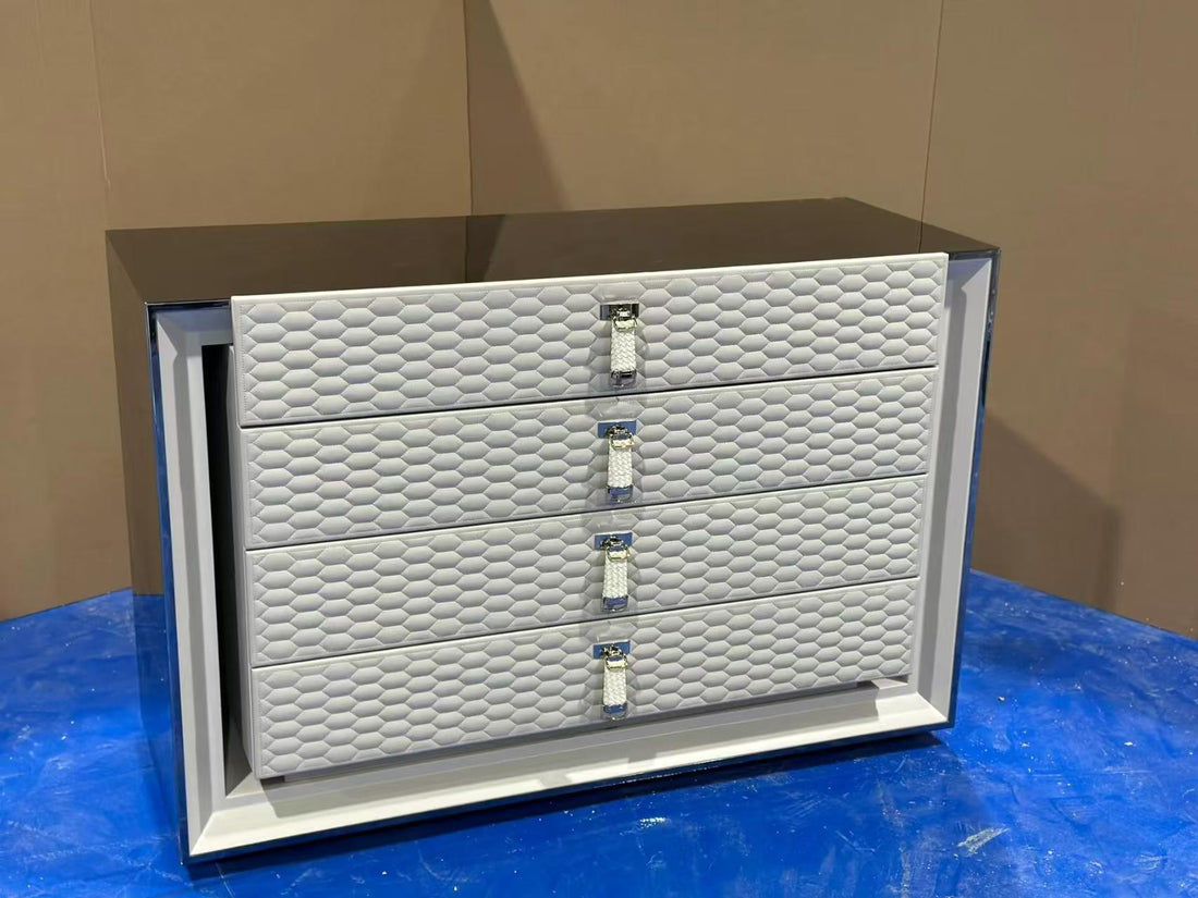 Modern Luxury Leather Metal Storage Cabinet
