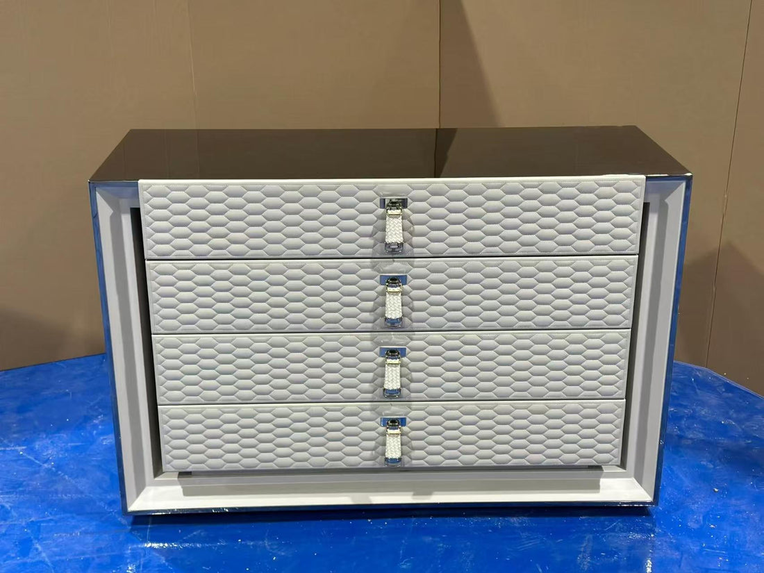 Modern Luxury Leather Metal Storage Cabinet