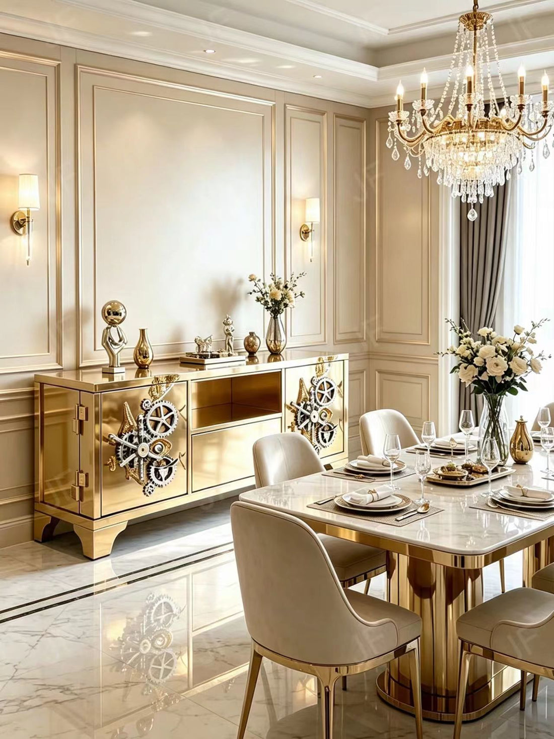 Modern Luxury Leather Metal Storage Cabinet