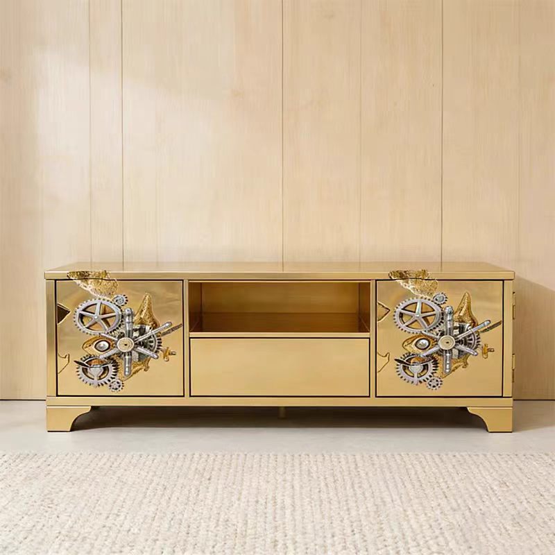 Modern Luxury Leather Metal Storage Cabinet