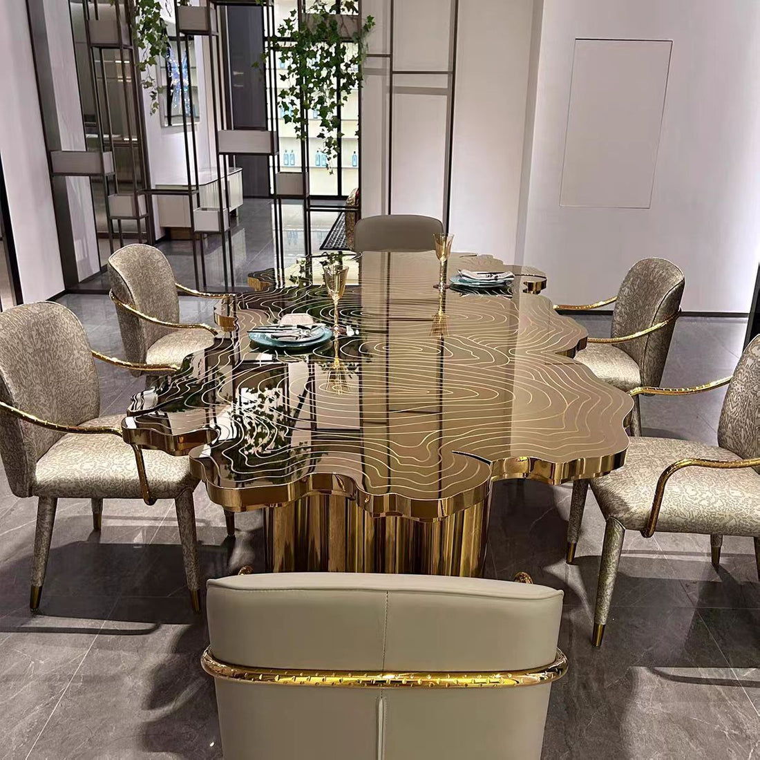 Modern Luxury Metal Solid Wood Dining Chair