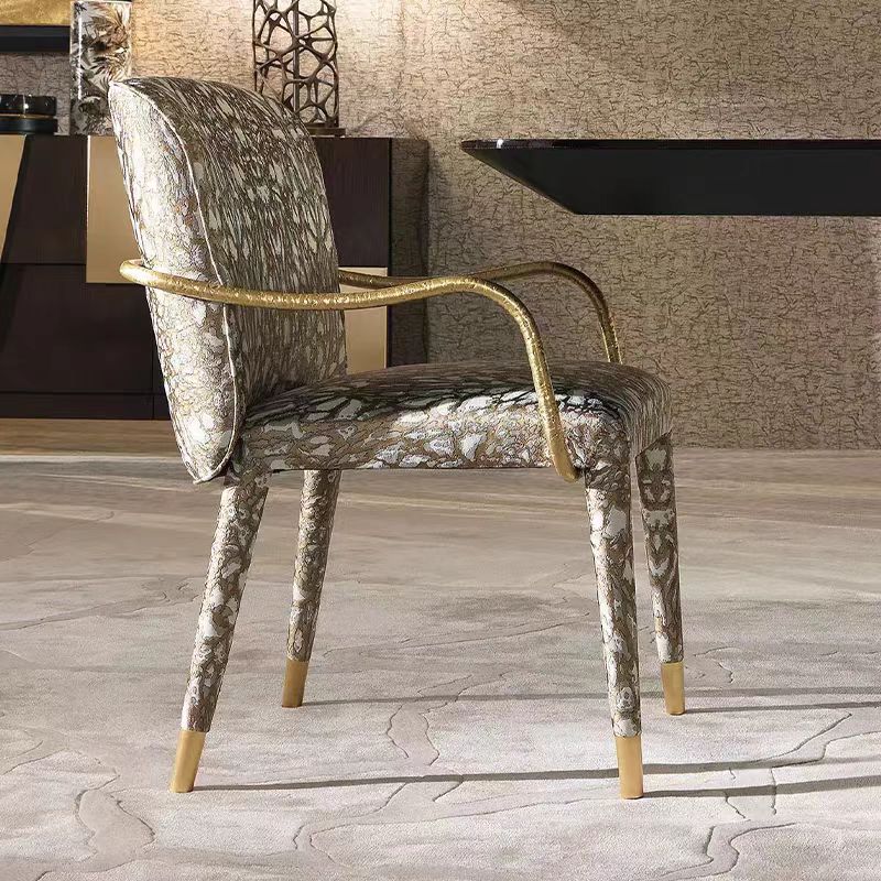 Modern Luxury Metal Solid Wood Dining Chair