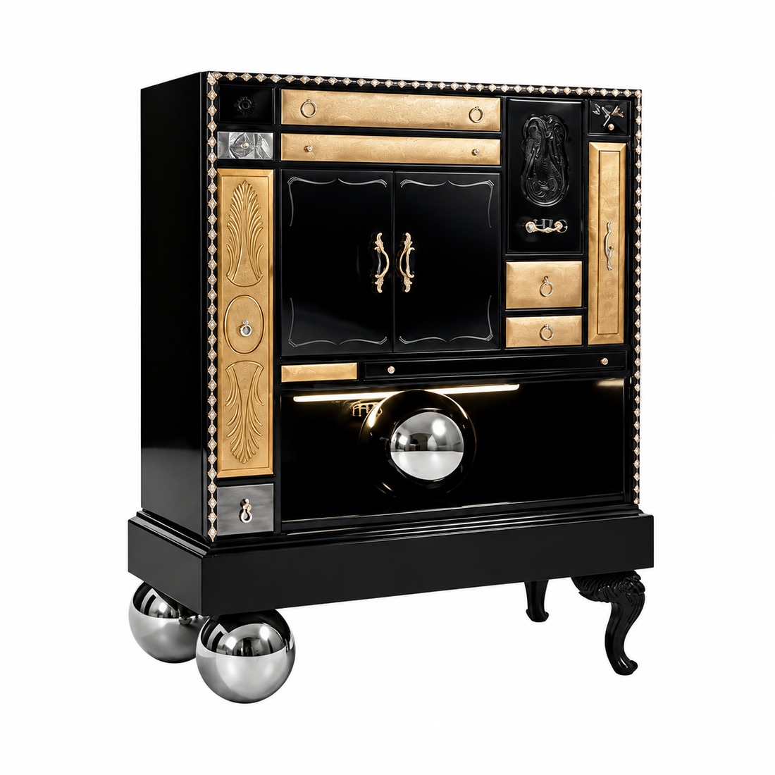 Modern Luxury Solid Wood Artistic Wine Storage Cabinet
