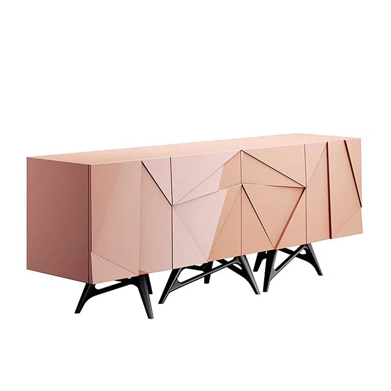 Modern Luxury Solid Wood Metal Geometric Sideboard Cabinet