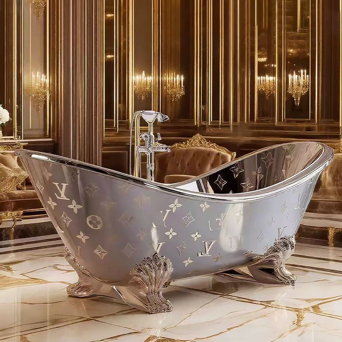 Modern Luxury Stainless Steel Freestanding Bathtub