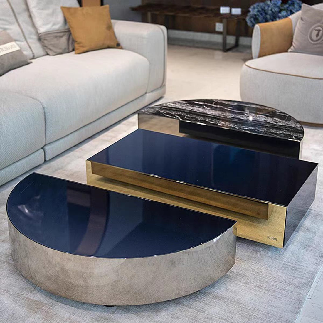 Modern Marble Stainless Steel Modular Coffee Table