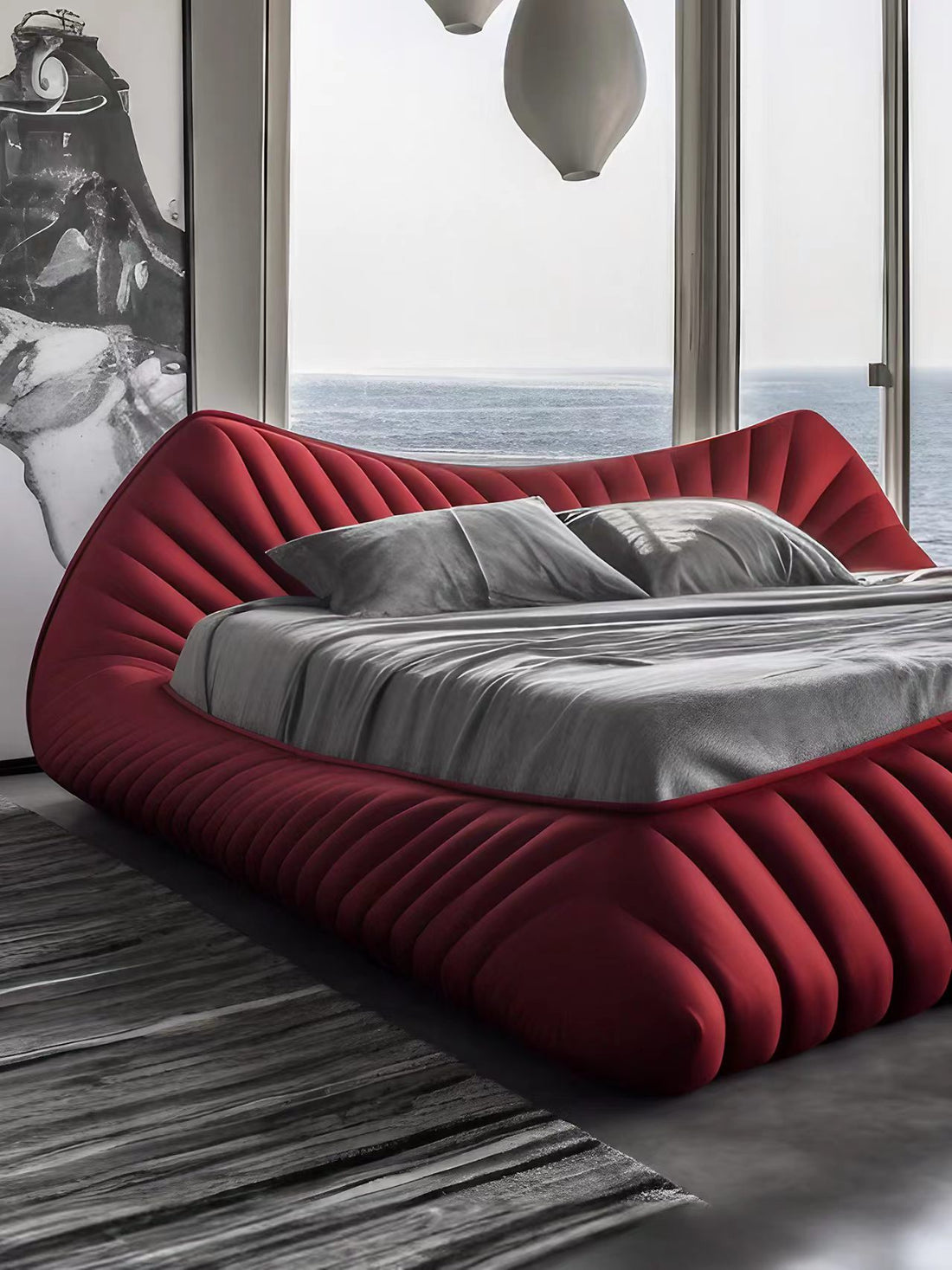 Modern Nappa Leather Solid Wood Double Bed