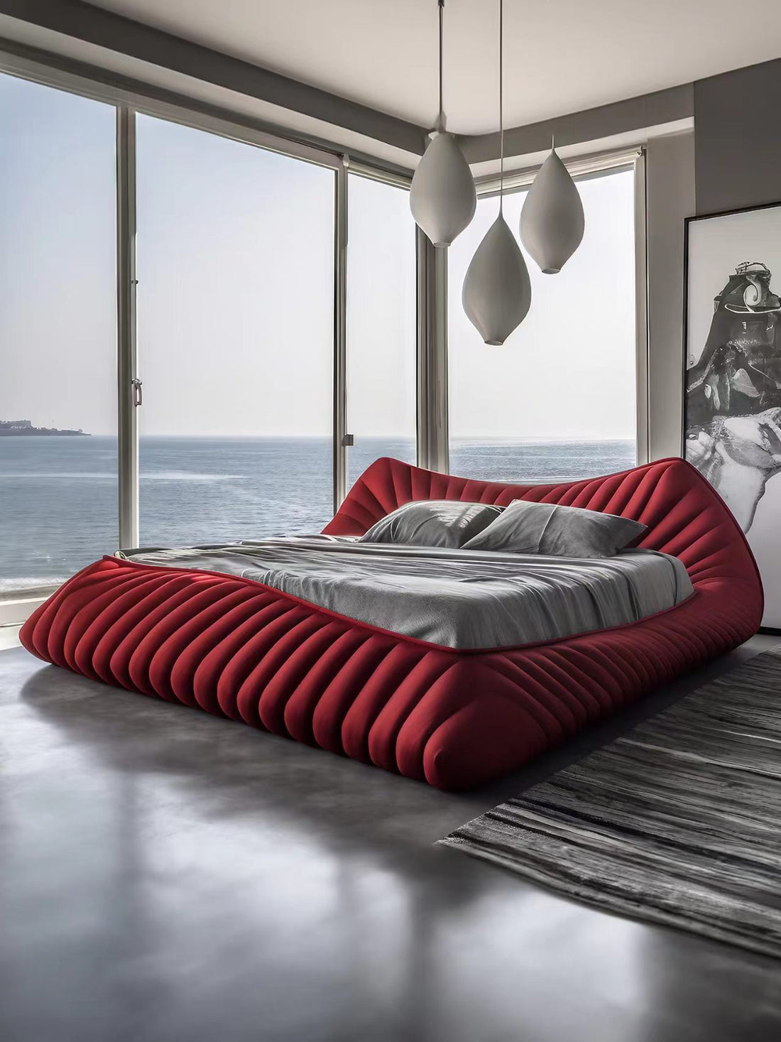 Modern Nappa Leather Solid Wood Double Bed