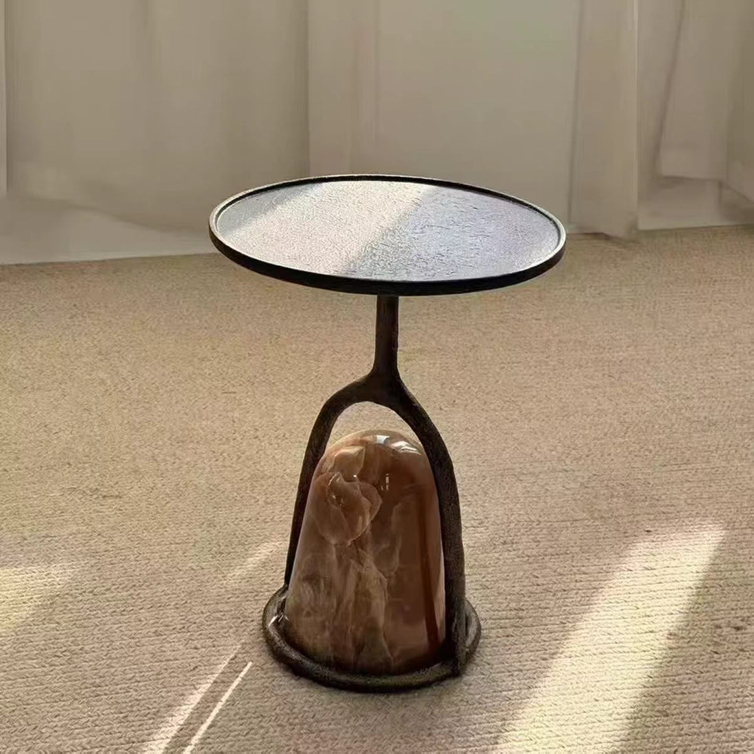 Modern Round Marble Metal Side Table