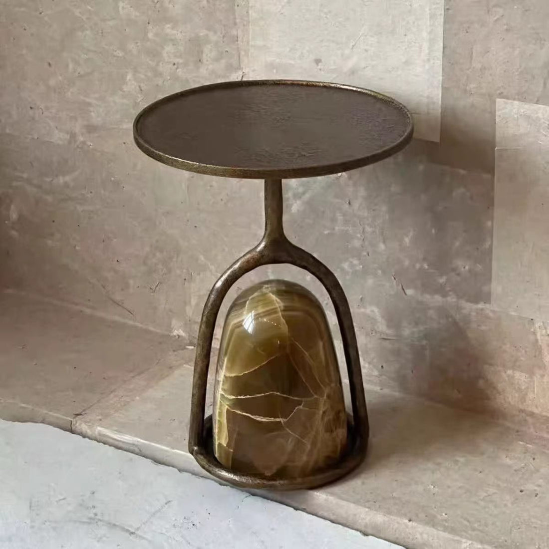 Modern Round Marble Metal Side Table