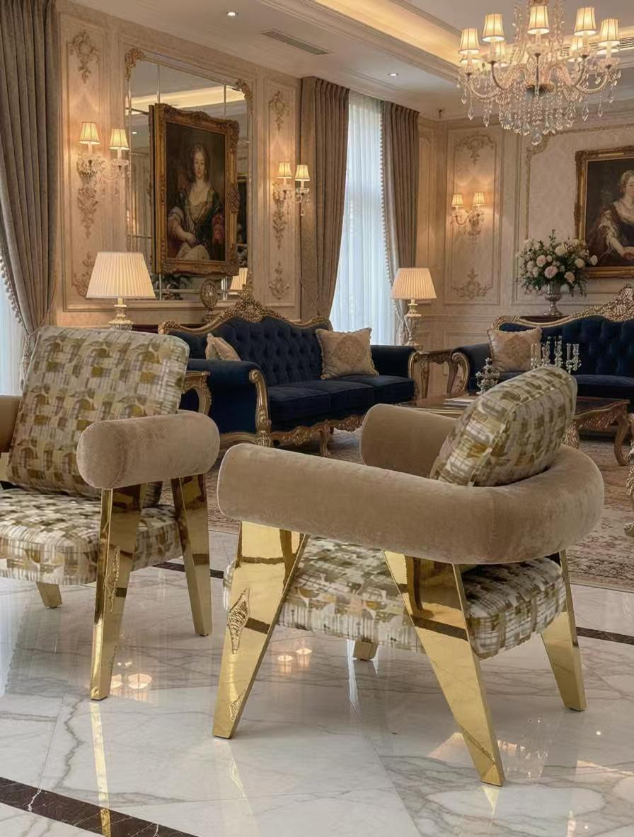Modern Sculptural Metal Fabric and Wood Armchair