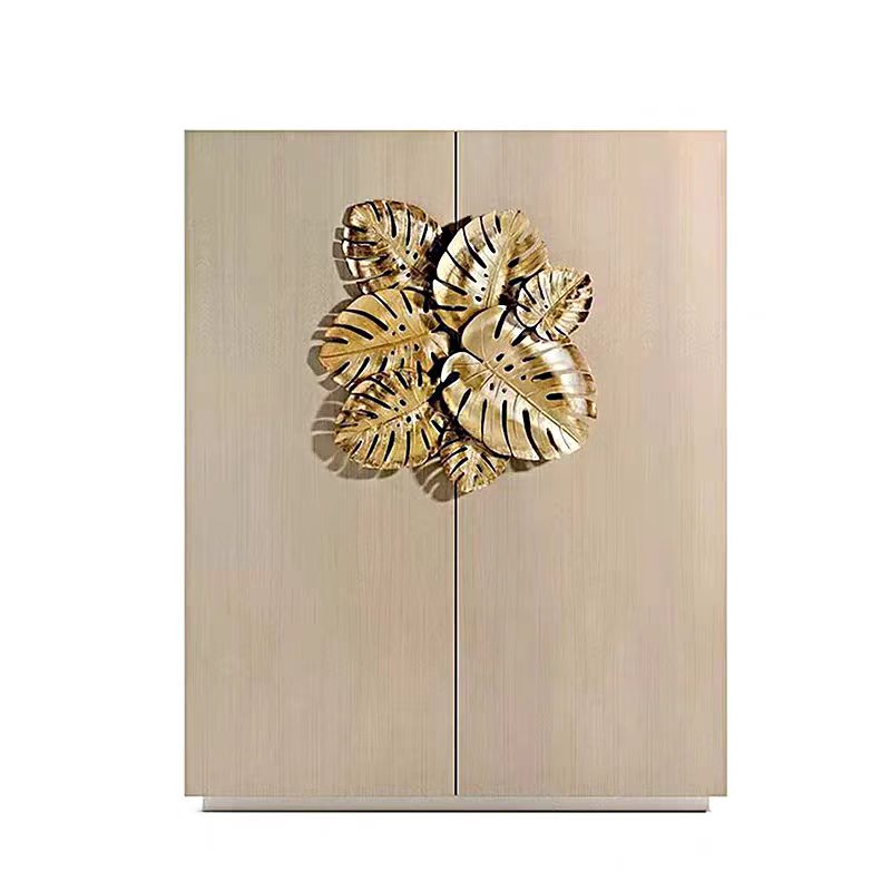 Modern Solid Wood Cabinet with Copper Handles