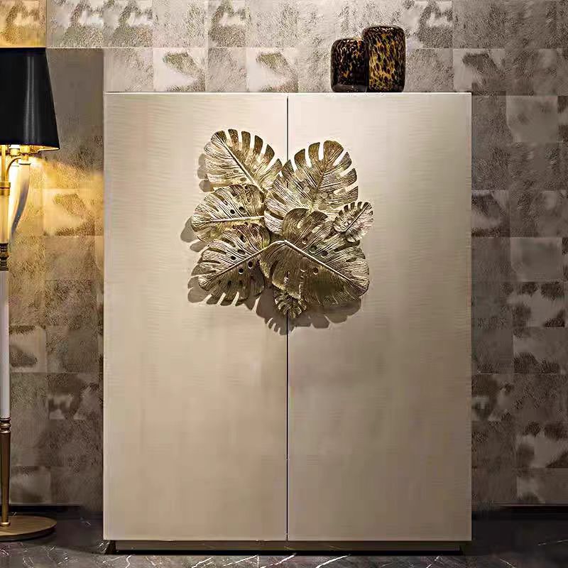 Modern Solid Wood Cabinet with Copper Handles