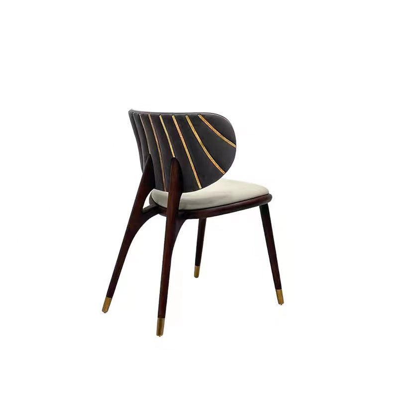 Modern Solid Wood Metal Suede Dining Chair