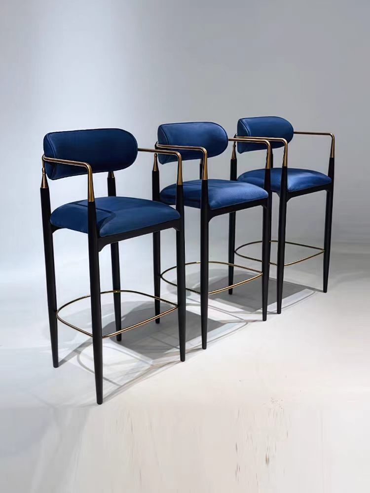 Modern Solid Wood Stainless Steel Bar Stool