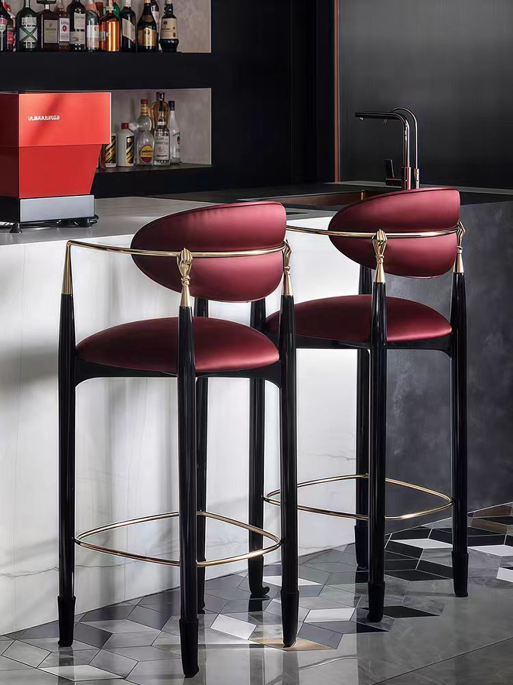 Modern Solid Wood Stainless Steel Bar Stool