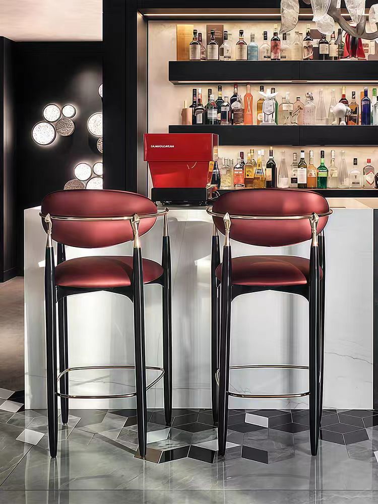 Modern Solid Wood Stainless Steel Bar Stool