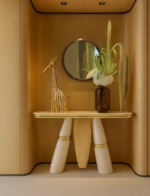 Modern Solid Wood Stainless Steel Console